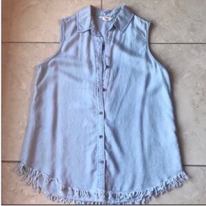 Sleeveless Light Blue Denim Top